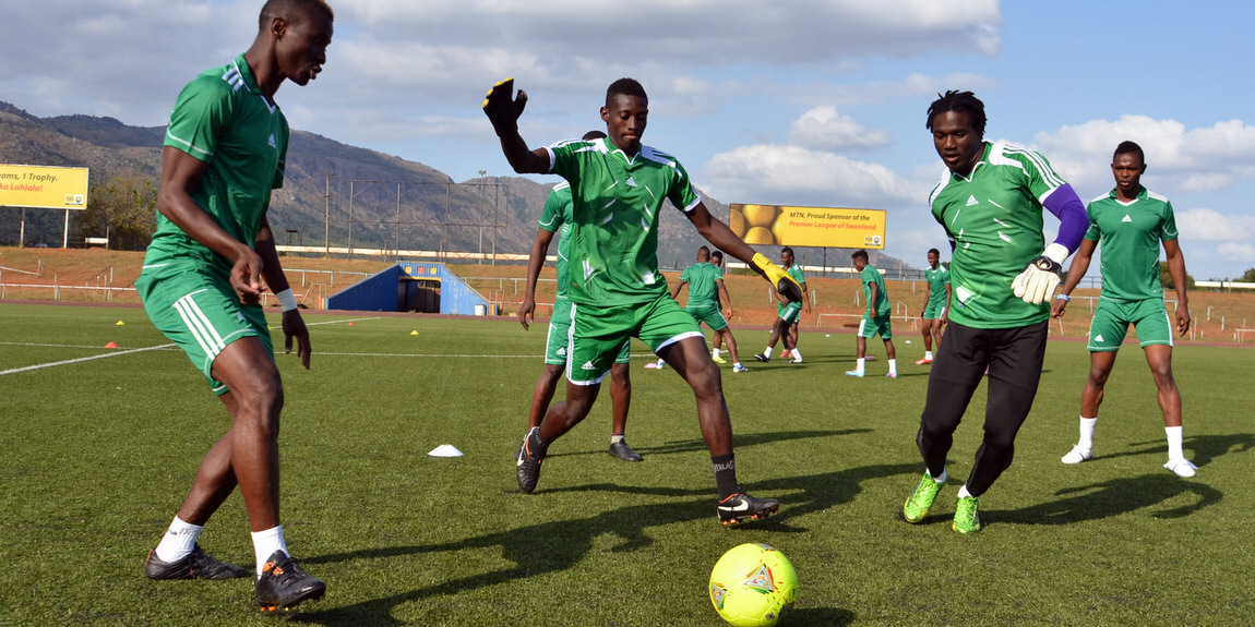 Leone Stars warming up. [Training Camp ahead of Leone Stars v Swaziland May 2014 (Pic: Darren McKinstry)]